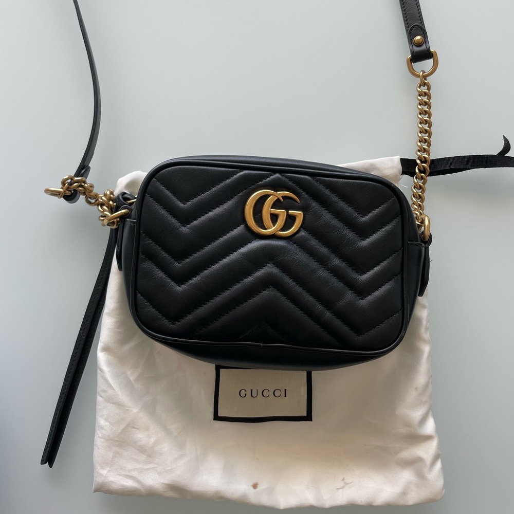 Gucci Small GG Marmot Matelasse Shoulder Bag Black